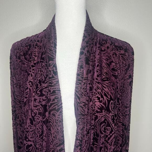 Velvet Burnout Cardigan Jacket Top Petite Small Purple Witchy Whimsigoth Sheer - Picture 2 of 8